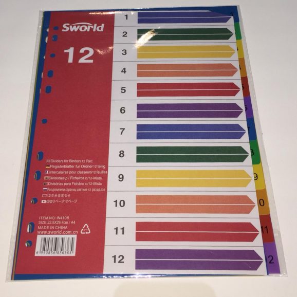 SEPARADOR 12 HOJAS SWORLD