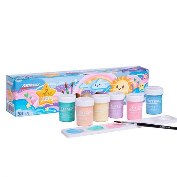 Tempera x 6 colores Artesco pastel
